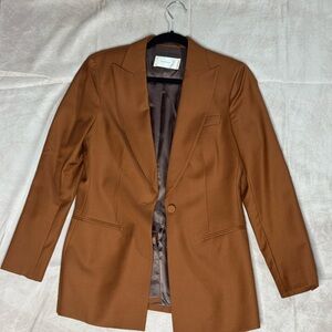 SuisStudio Womens Rust-Brown Single-Button Blazer